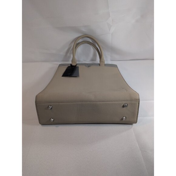 Tesla Corsicana Tote Leather Purse Bag NEW NWT Beige Grey Handbag Satchel $500 - Picture 7 of 16